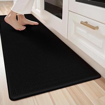 LEKEEPGO Kitchen Mats Non Slip Washable 60x180cm, Kitchen Runner Rug, Black