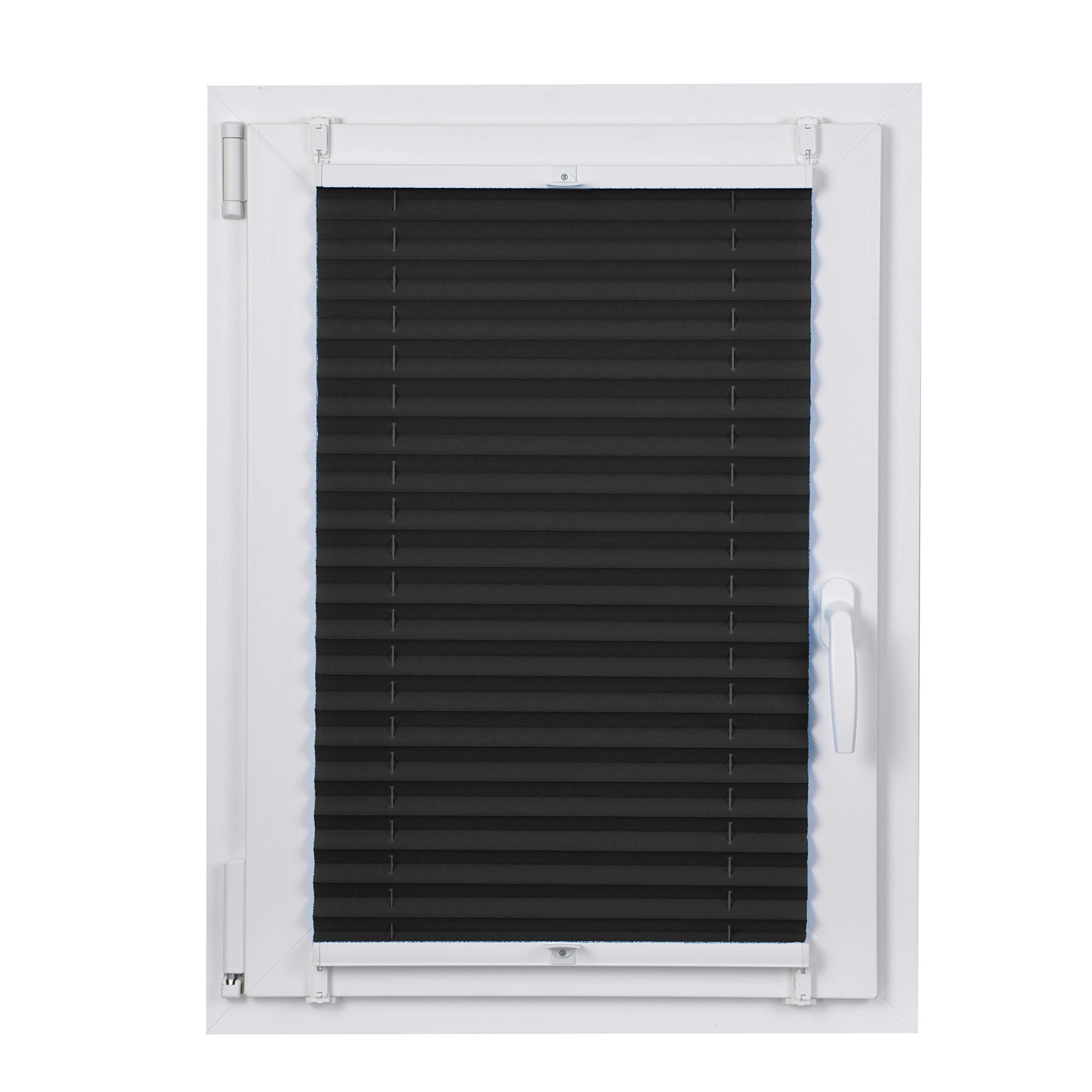 Store Plissé 60x200cm Noir Occultants sans Perçage Facile À Installer Store Enrouleur pour Les Fenêtres et Les Portes Intimité et Protection Contre Le Soleil Ouverture à Double Sens