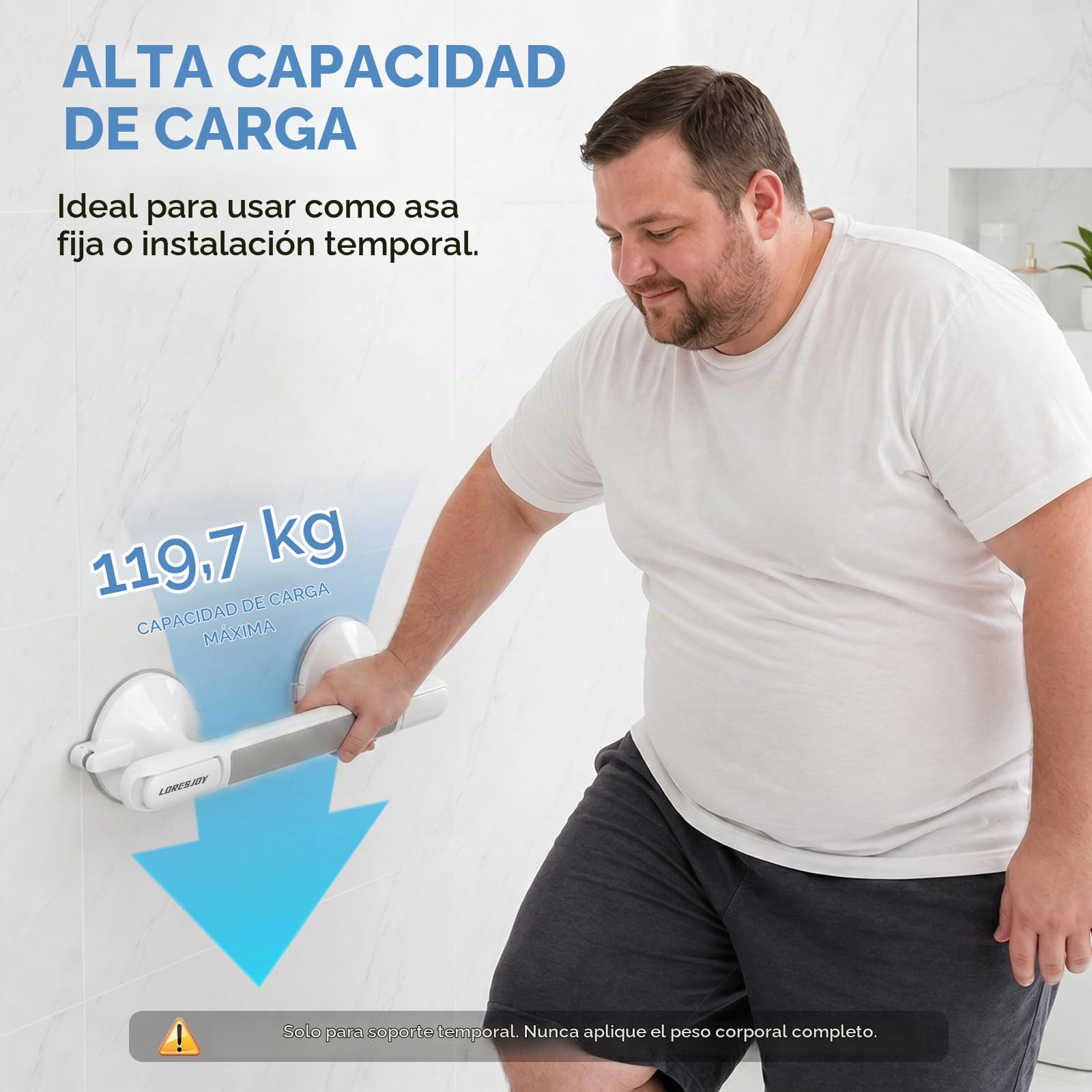 Agarraderas Baño Para Personas Mayores, Asa De Seguridad Para Baño (1pc) | Asidero Baño Con Ventosa, Barra De Apoyo Antideslizante Para Ancianos Para Bañeras, Ducha, WC
