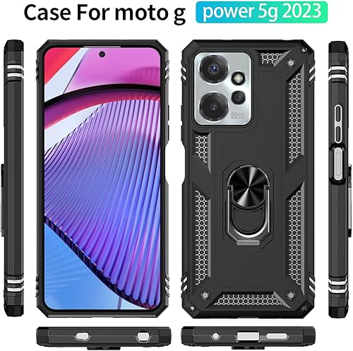 Miniatura 4 de Funda para Moto G Power 5G 2023, Moto G Power 2023 con protector de pantalla HD, fundas protectoras de grado militar con anillo para Moto G Power 5G