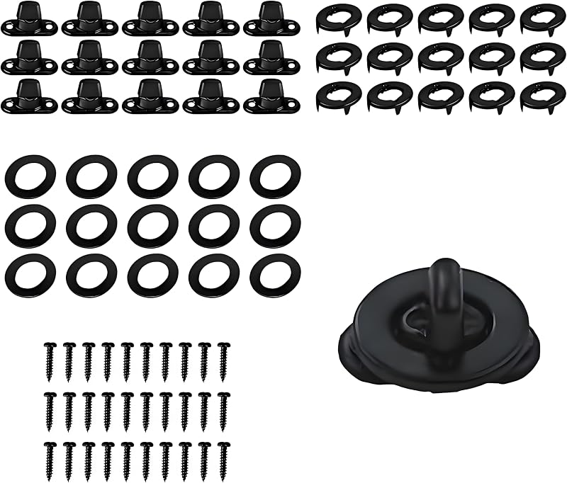 Marine Grade Twist Lock Fasteners Rust-Proof Coating Turn Button Eyelet, Stud and Stainless Steel Screws for Canvas Marine Boats Sailboats RVs Fastener Turn Buttons (Black-15pcs)