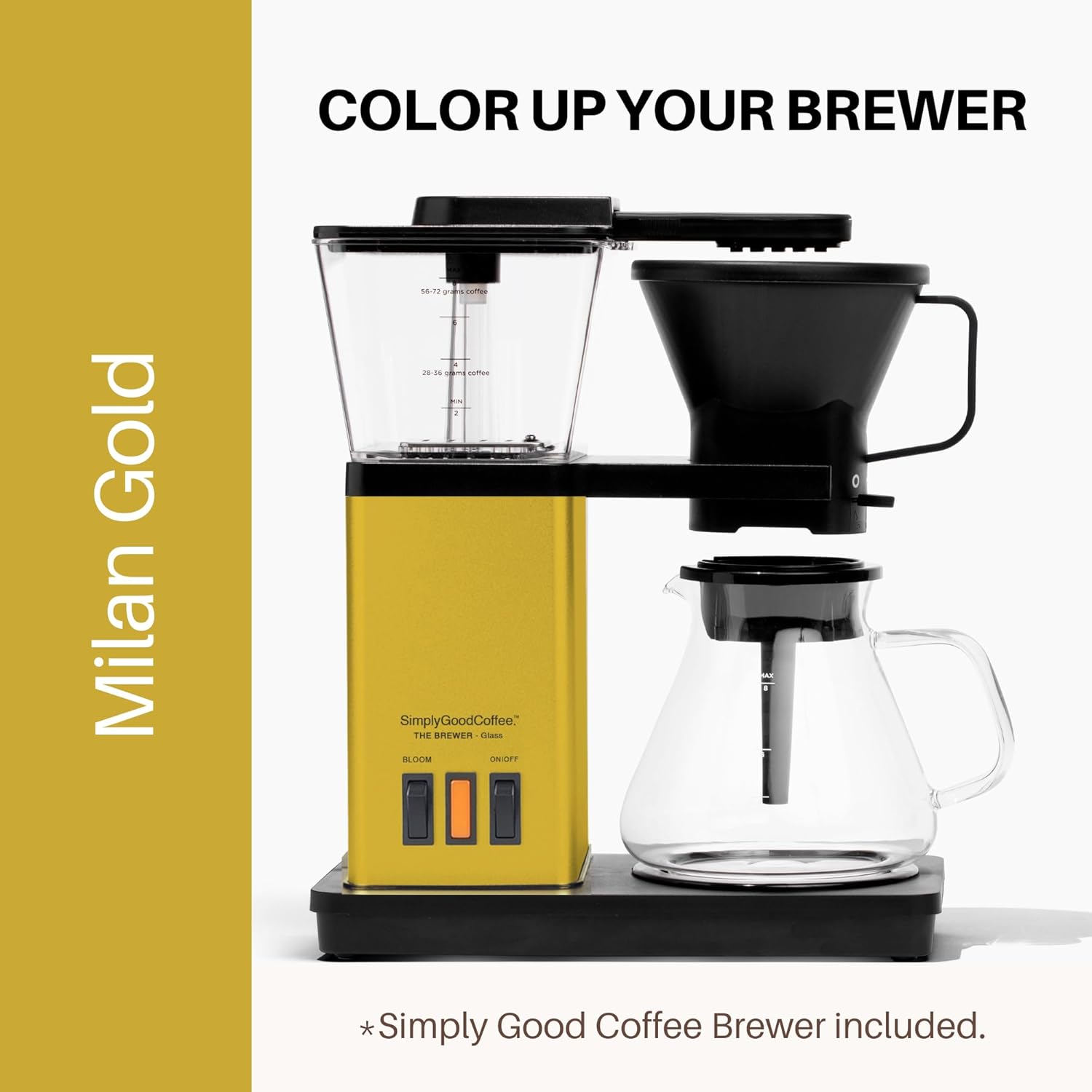 SimplyGoodCoffee Coffee Maker/Coffee Machine. 8 Cup Automatic Drip Pour Over Coffee Brewer With Vinyl Wrap Custom Kit. Easy To Use, Gold Cup Standard. Milan Gold