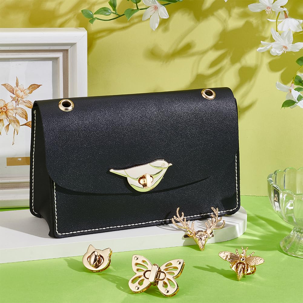 PH PandaHall 6 Set Lega Twist Bag Lock Borsa Dorata Turn Lock Borsa in Lega Twist Lock Gatto Borsa Ovale Fibbie Girevoli Fermagli per Borsa Accessori per Pelletteria Borsa A Tracolla Fai