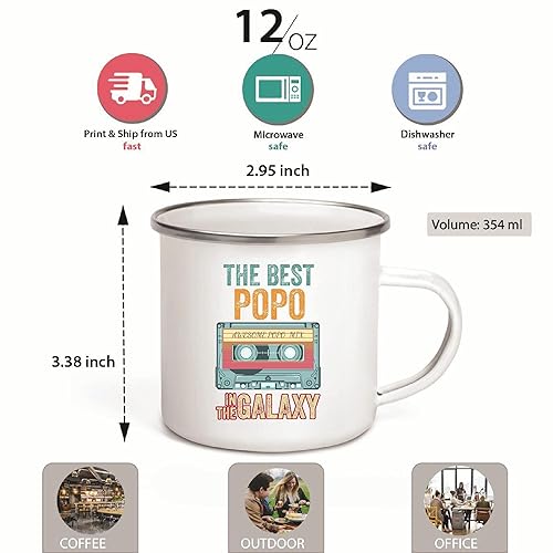 Miniatura 5 de Fathers Day Mothers Day Gift Funny Humor Galaxy Best POPO 12oz Enamel Silver Mug