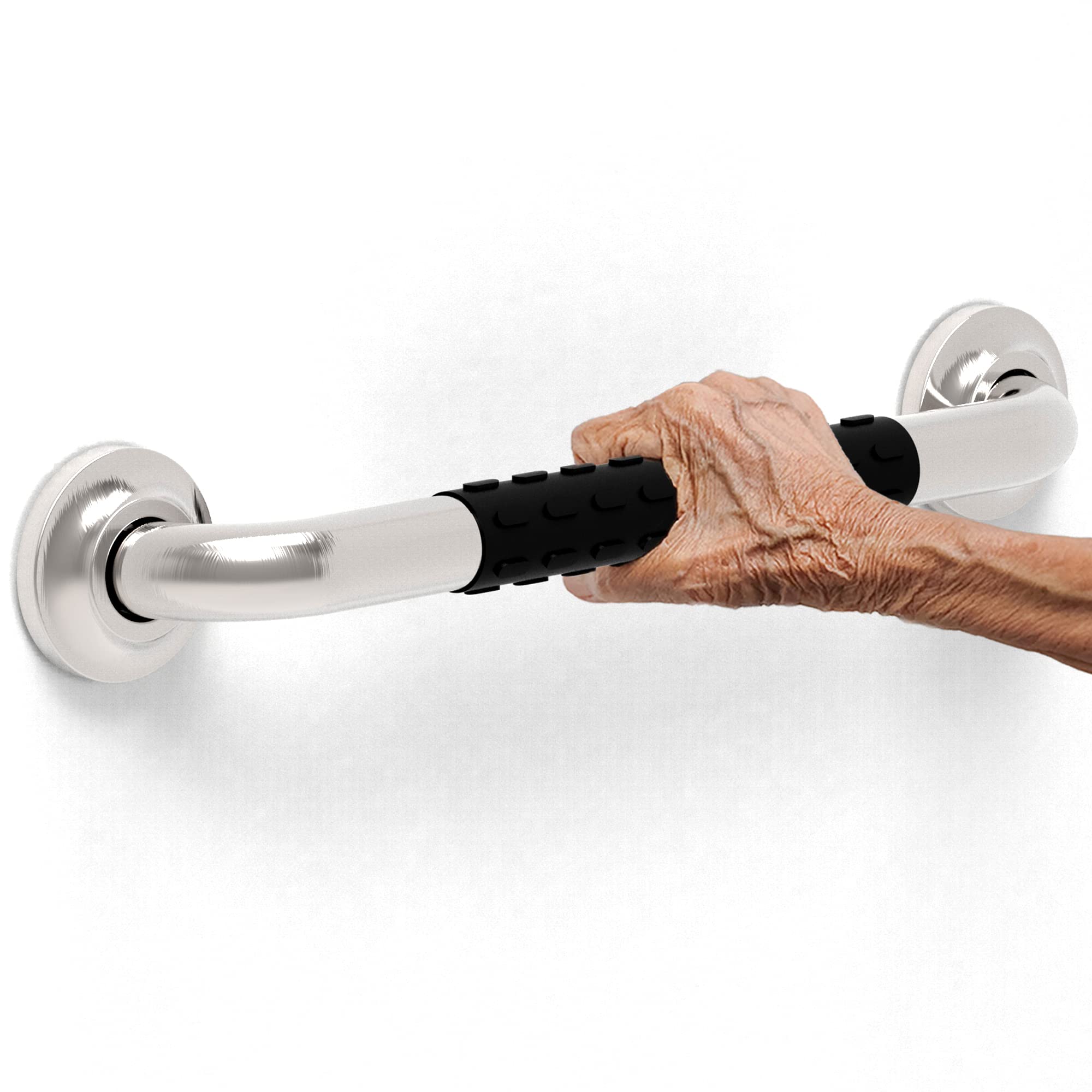 Barra di sicurezza per vasca da bagno, 40,6 cm, con impugnatura antiscivolo, capacità di carico ADA, capacità di carico 226,8 kg, nichel spazzolato