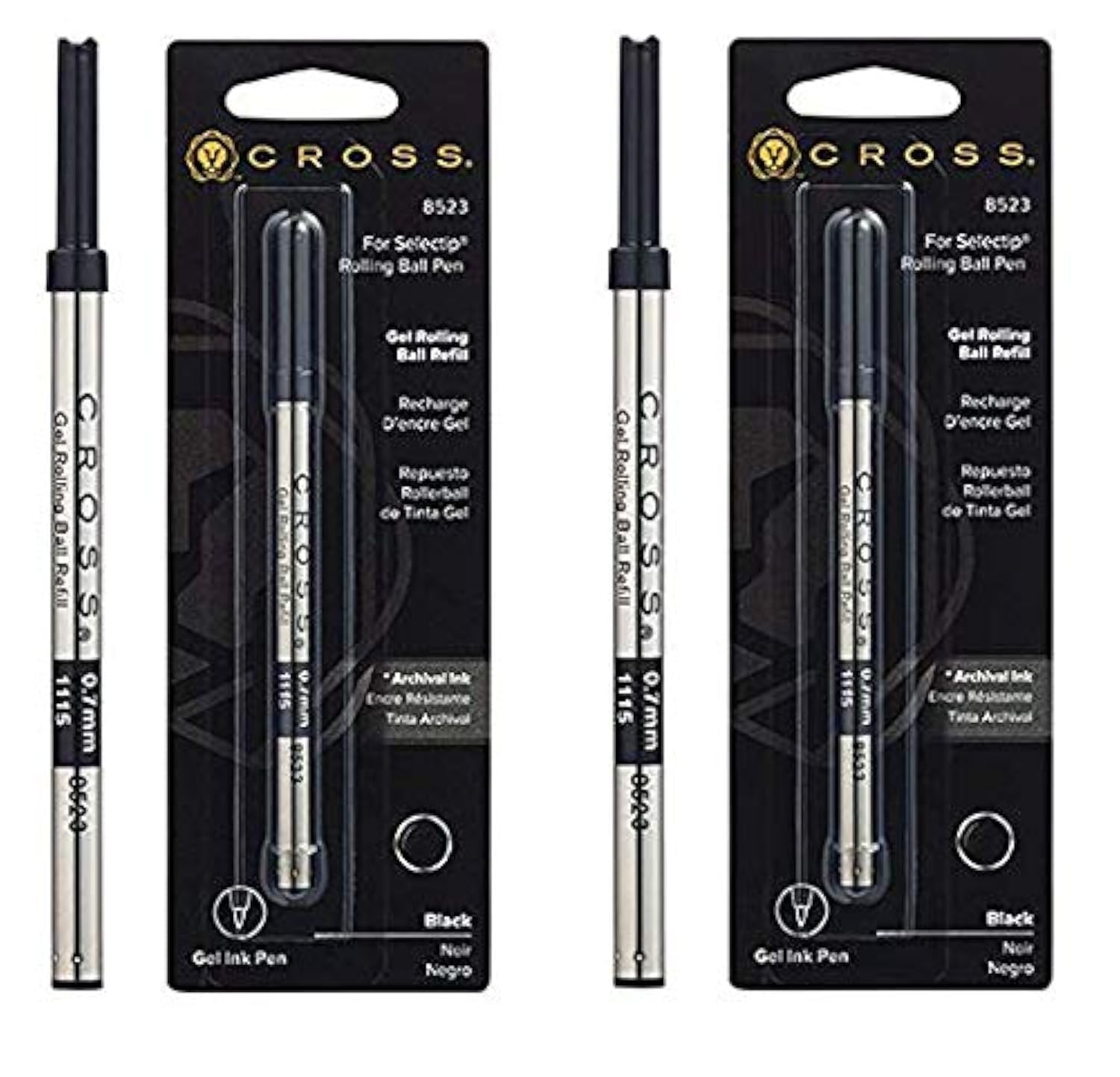 Cross Refill for Selectip Gel Roller Ball Pen Black, 1 per Card (8523) (Twо Pаck, Black)