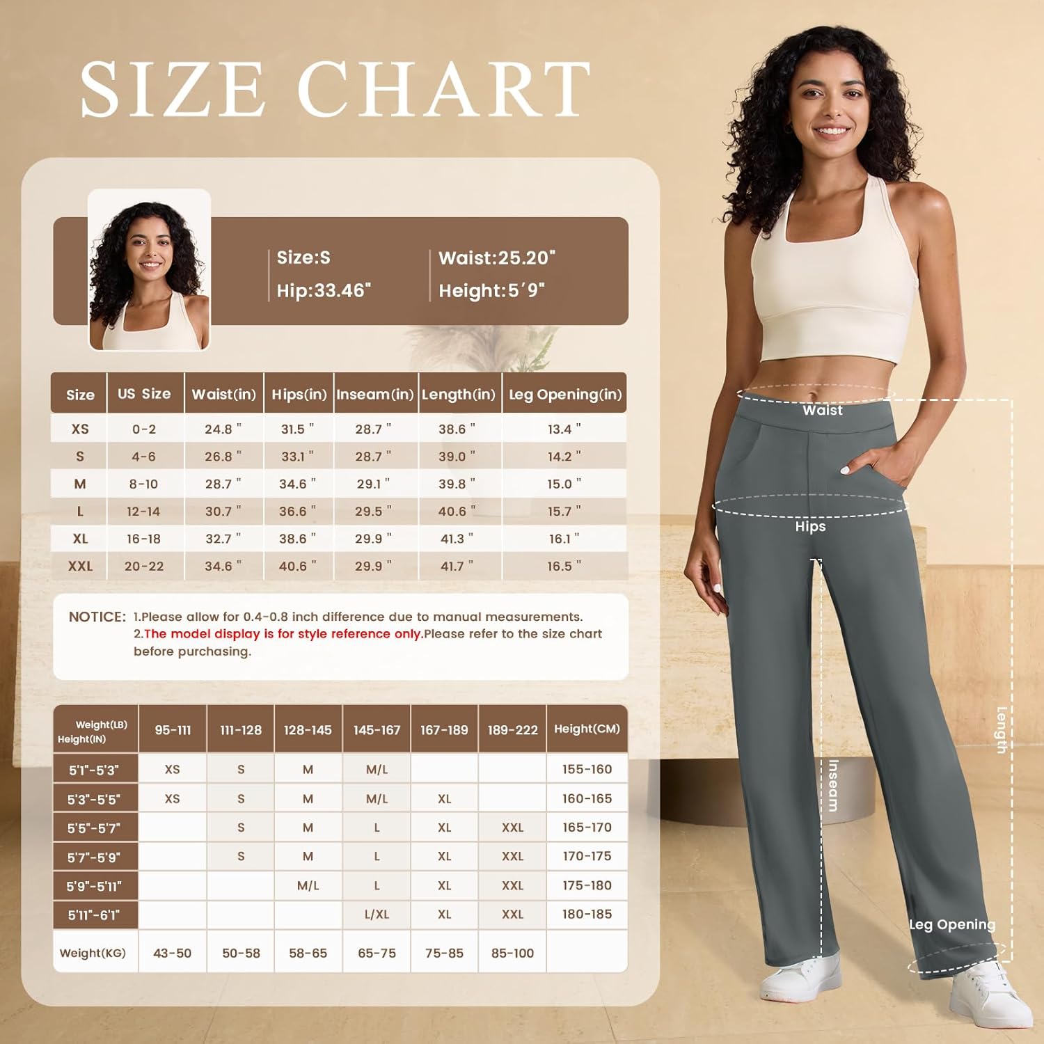 keriffe Women's Stretchy Yoga Dress Pants High Waisted Straight Leg Casual Work Business Office Slacks 4 Pockets - Image 5