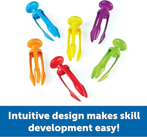 Miniatura 3 de Learning Resources Pinzas de 3 puntas, pinzas de agarre para lápices, cubo sensorial, juguete de motricidad fina, juego de 6, a partir de 4 años