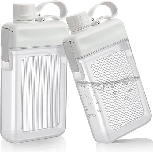 Miniatura 1 de 2 botellas de agua planas de 13 onzas para licor, botellas cuadradas delgadas, taza de viaje portátil, botella de bolsillo para deportes al aire