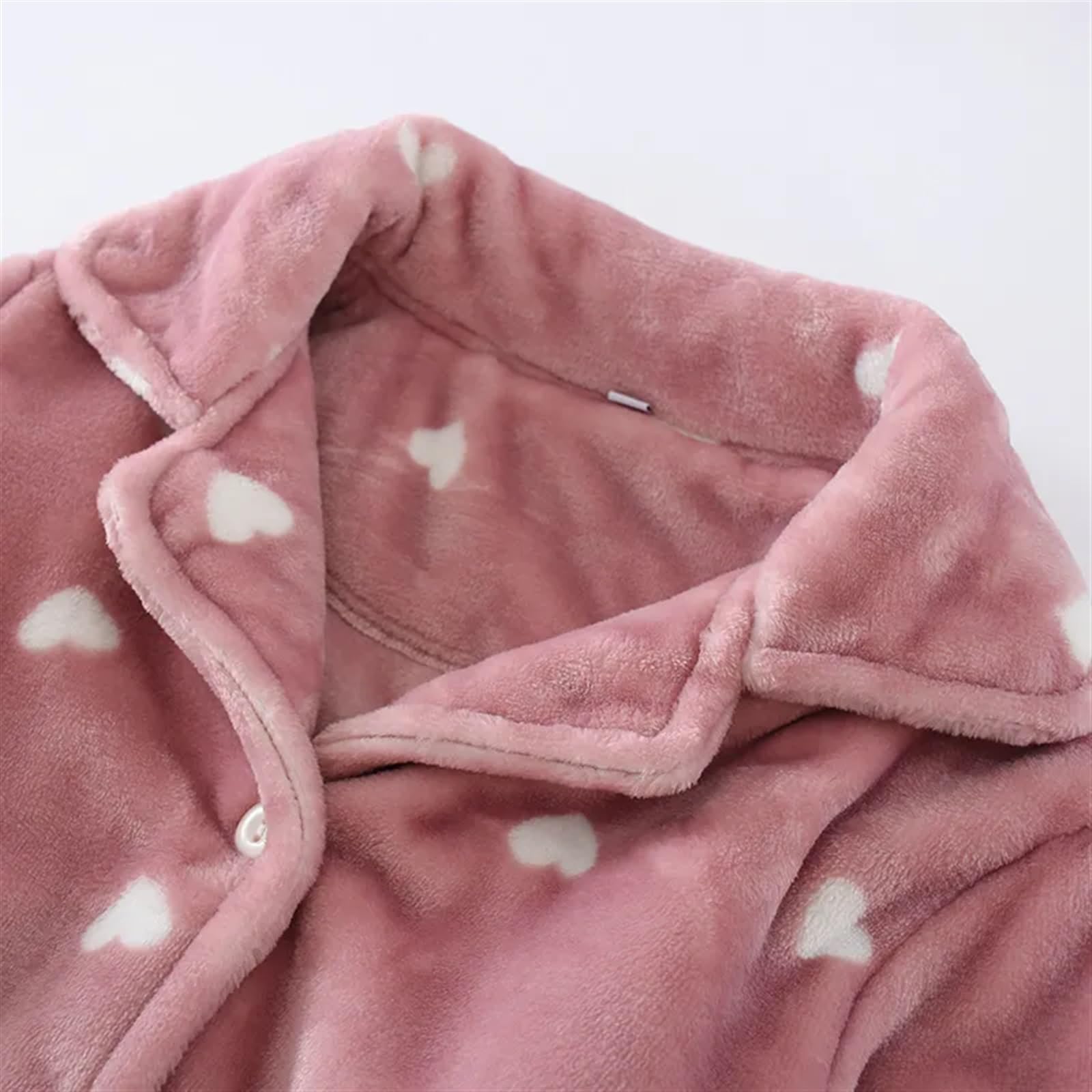 MeiDai Dulce Otoño Invierno cárdigan de Franela Conjunto de Pijamas de Moda Pantalones de Manga Larga Traje Pijama for el hogar Pink, Size : L
