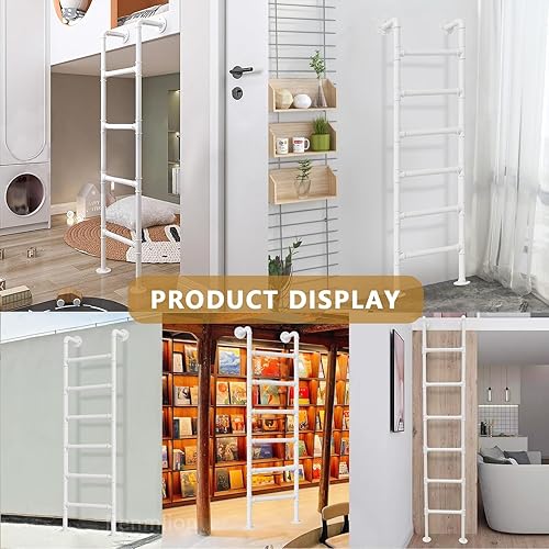 Miniatura 4 de White Bunk Bed Ladder for High Bed, Wrought Iron Loft Attic Ladder Wall Mounted Metal Step Ladder with Kit for HomeSmall SpacesOutdoor Rooftops,