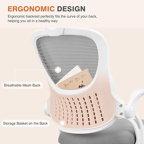 Miniatura 6 de Sweetcrispy - Silla de escritorio de oficina en casa, ergonómica, de malla con respaldo alto, ruedas y reposacabezas ajustables, cómodo soporte