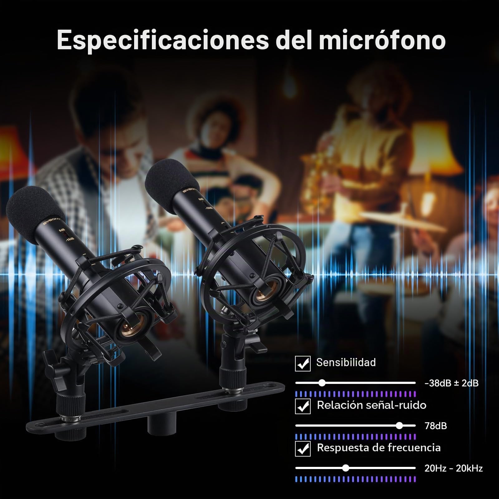 SVBONY SVMic M1 Micrófono de Condensador para la Grabación de Instrumentos | Kit Micrófono Dinámico Cardioide con Atenuación 10dB, Conector XLR de 3 Pines, Filtro Paso-Bajo 100Hz & SNR 78dB