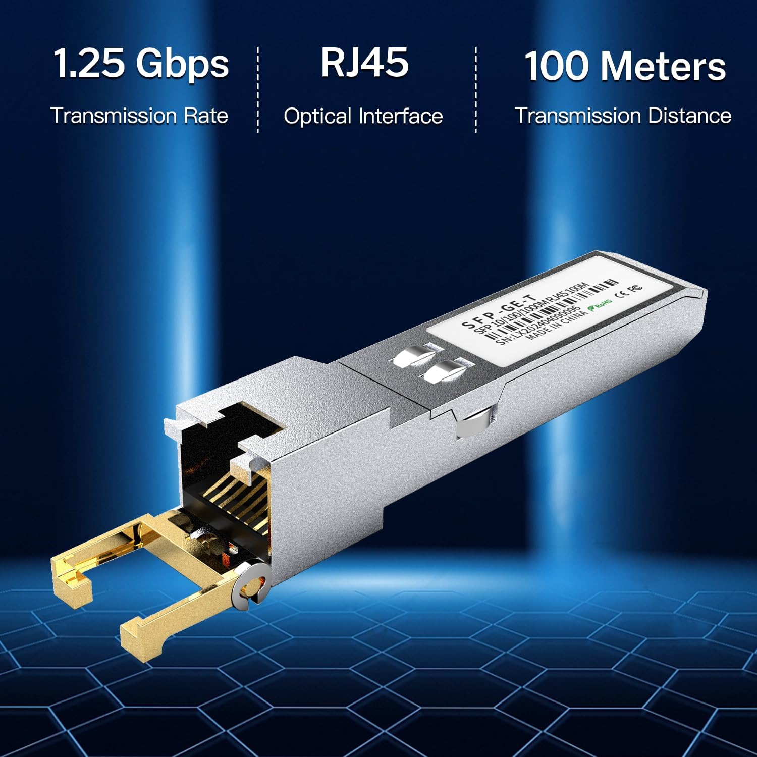10PCS SFP to RJ45 Copper Module, 1000Base-T Gigabit Ethernet Transceiver - Compatible with Cisco, Meraki, Ubiquiti, D-Link, TP-Link, Supermicro, Netgear, MikroTik S-RJ01, 1.25G SFP-T, up to 100m