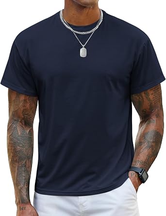 Mens Cropped T-Shirt Loose Fit Casual Short Sleeve Basic Tee for Men | Dolman Sleeve,Boxy T Shirt, Streetwear,Solid Color,Cropped Length,Stretchy Fabric,Crewneck,Lightweight