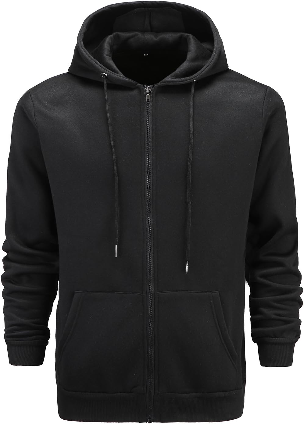 Venson Men's Outwear Long Sleeve Zip-up Fleece Hoodie Hooded Sweatshirt Jacket (Small, Black)
