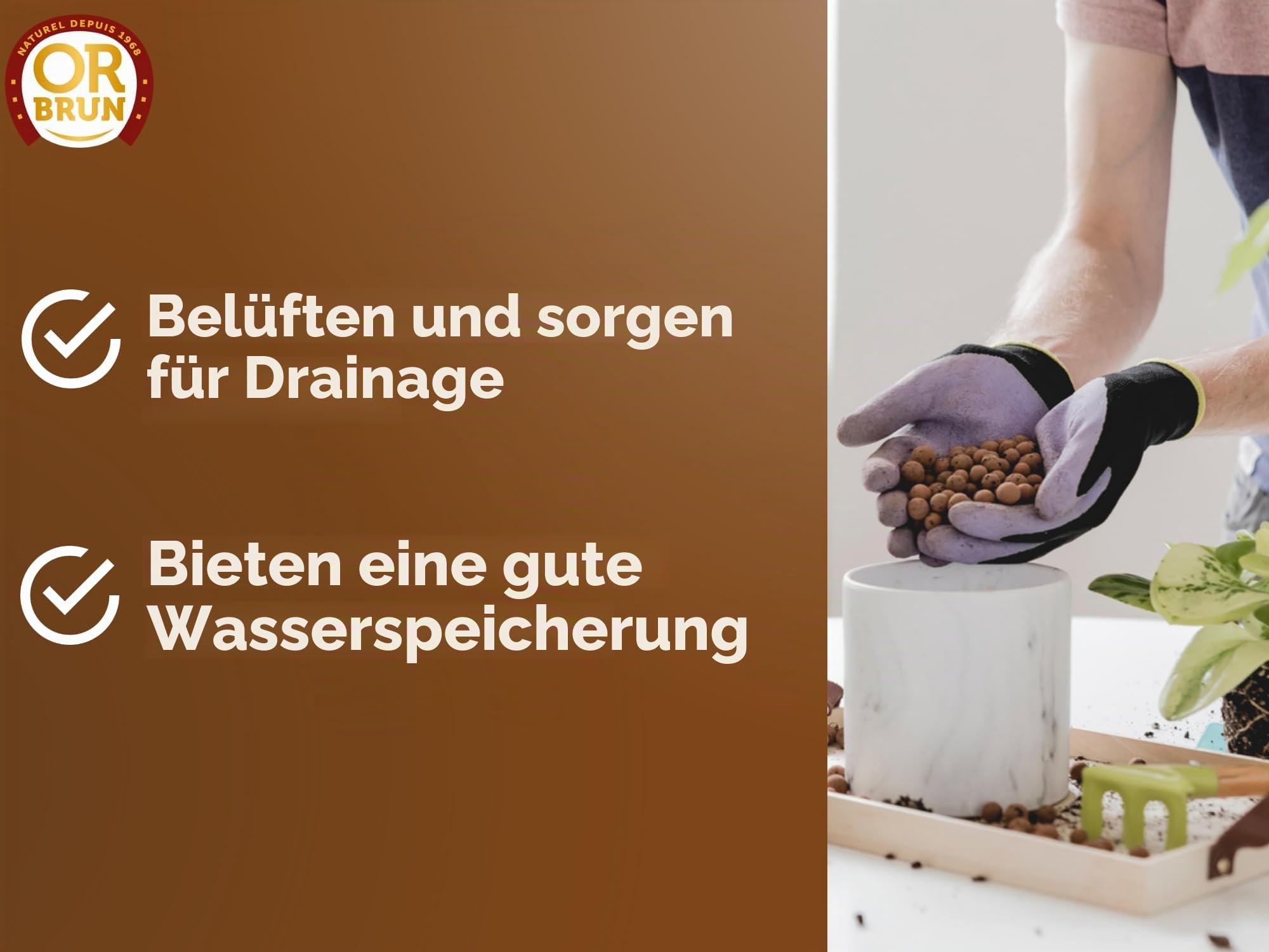 OR BRUN Tonkugeln – 6 l – fördert die Drainage & Feuchtigkeit – verwendbar in biologischer Landwirtschaft OBRPARG6U