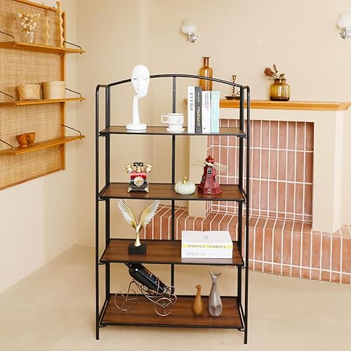 Miniatura 103 de Crofy - Estantería plegable sin montaje para sala de estar, estante plegable blanco de 5 niveles para oficina en casa, organizador de almacenamiento