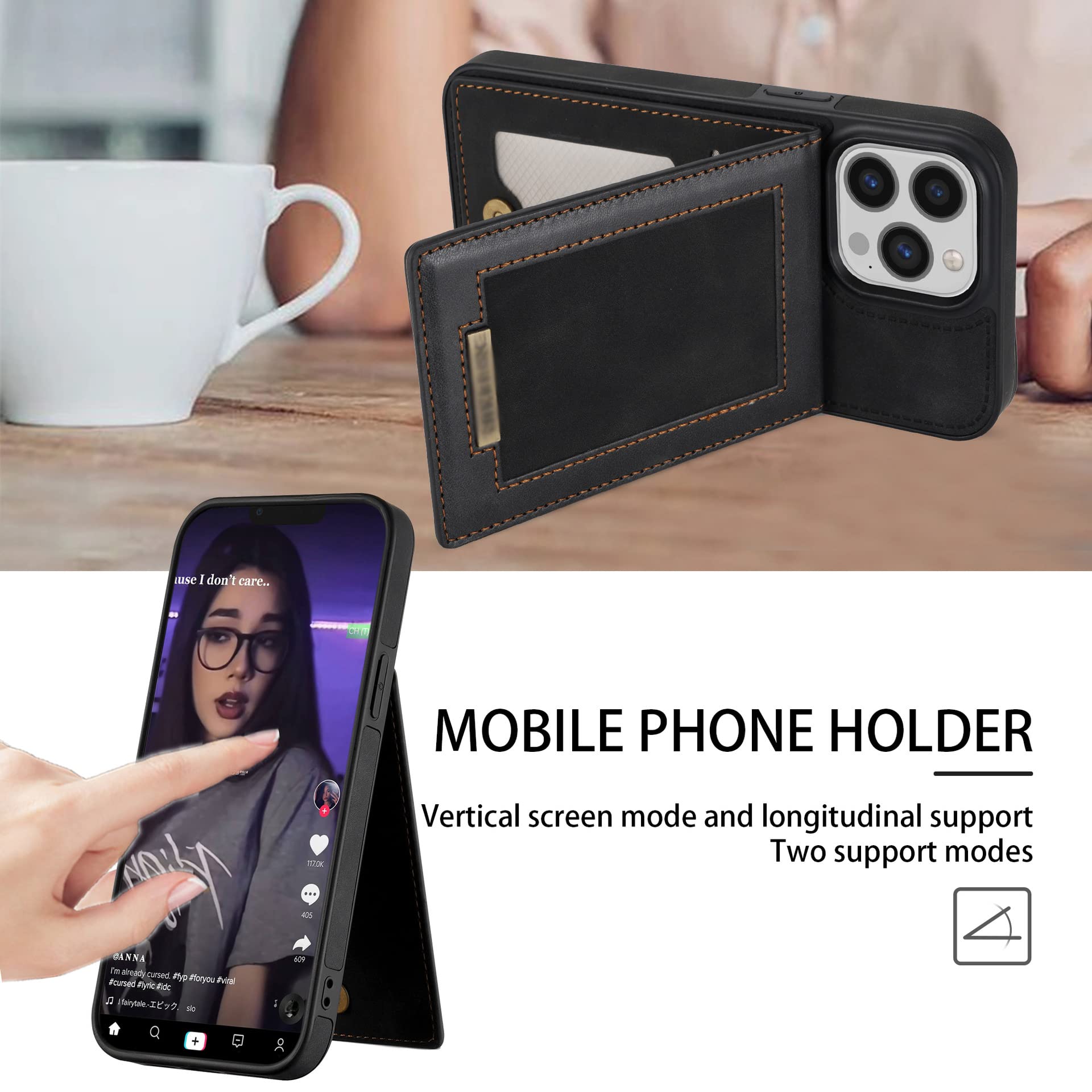 Kahper Custodia A Portafoglio Magnetica Per IPhone 14, Pelle PU Con Slot Carte E TPU Antiurto