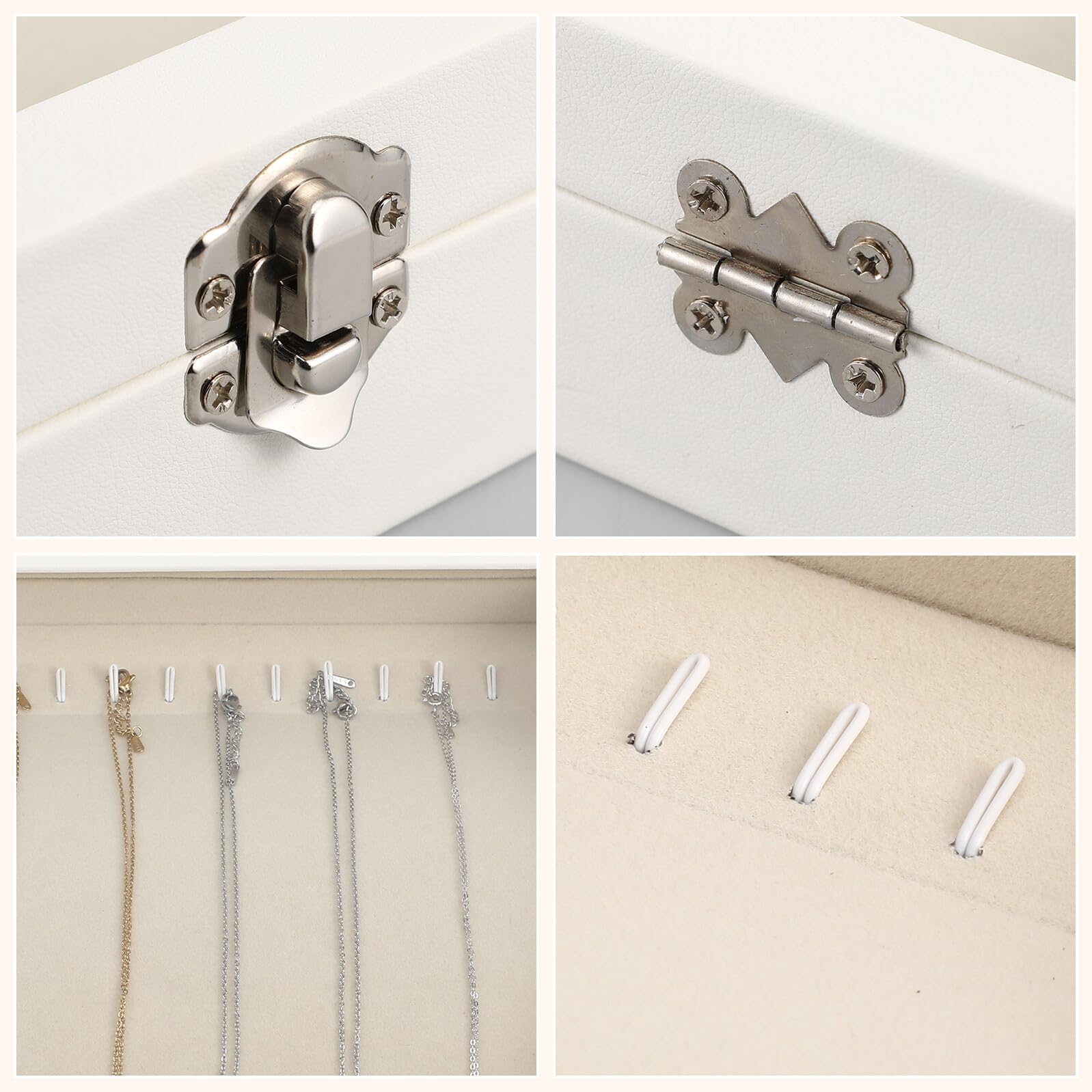 Garneck Joyero Organizador para Collares de Madera Tapa Transparente Caja Cajón y Cierre Seguro Bandeja Expositora Portátil para Collares Adecuado para Viaje y Almacenamiento