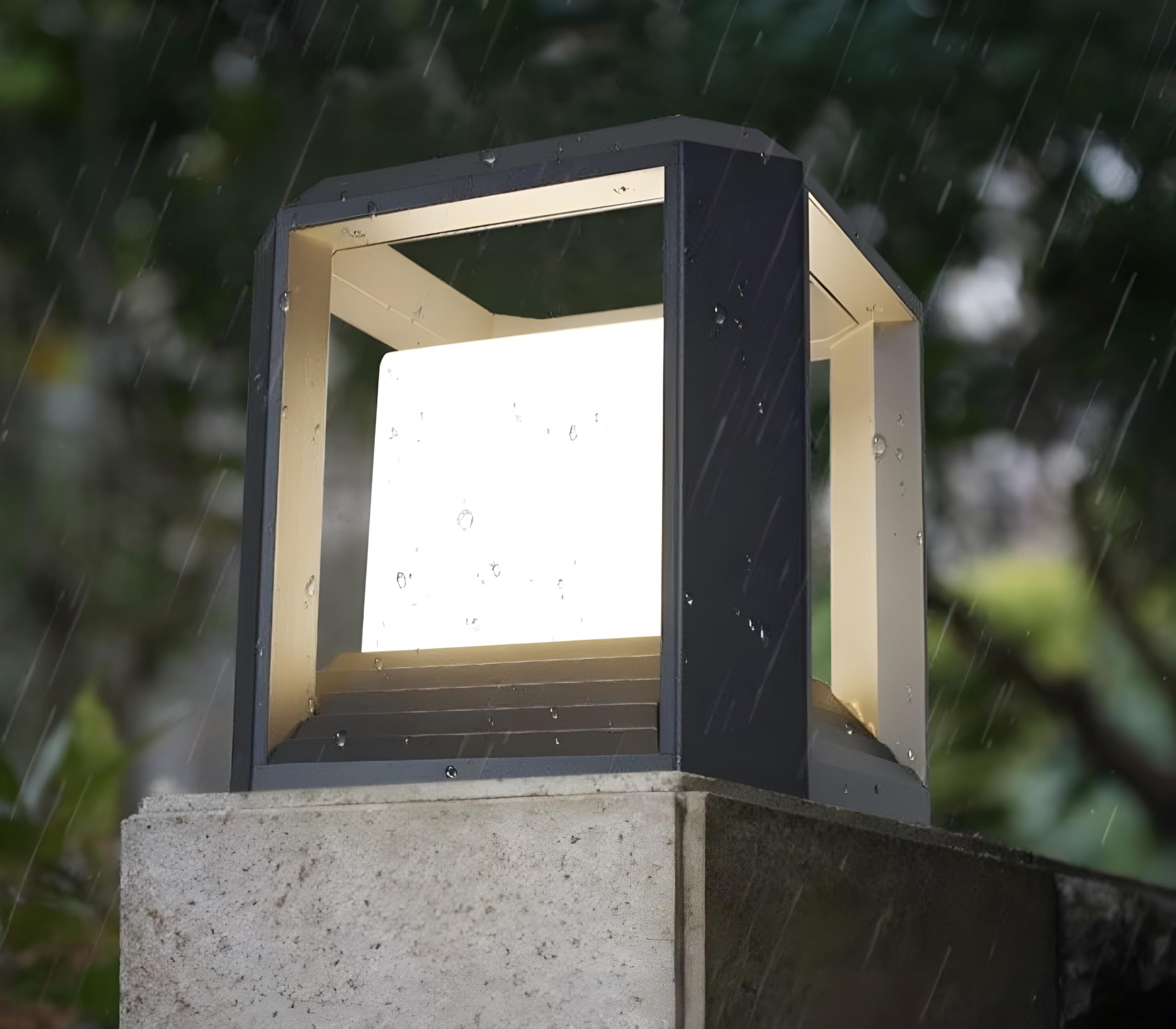 Grey Aluminium Outdoor Waterproof Cube Shape Gate Light Energy Efficient Decorative Exterior Fixture for Entry Gates, Garden Pillars, Porch, Boundaries, Driveway (Without Bulb, 1, Pack)-image-45