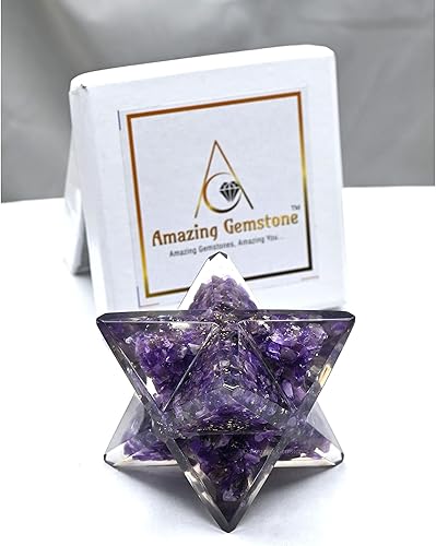 Miniatura 6 de Estrella Merkaba de cristal grande de amatista para meditación curativa de Reiki y rejilla de cristal