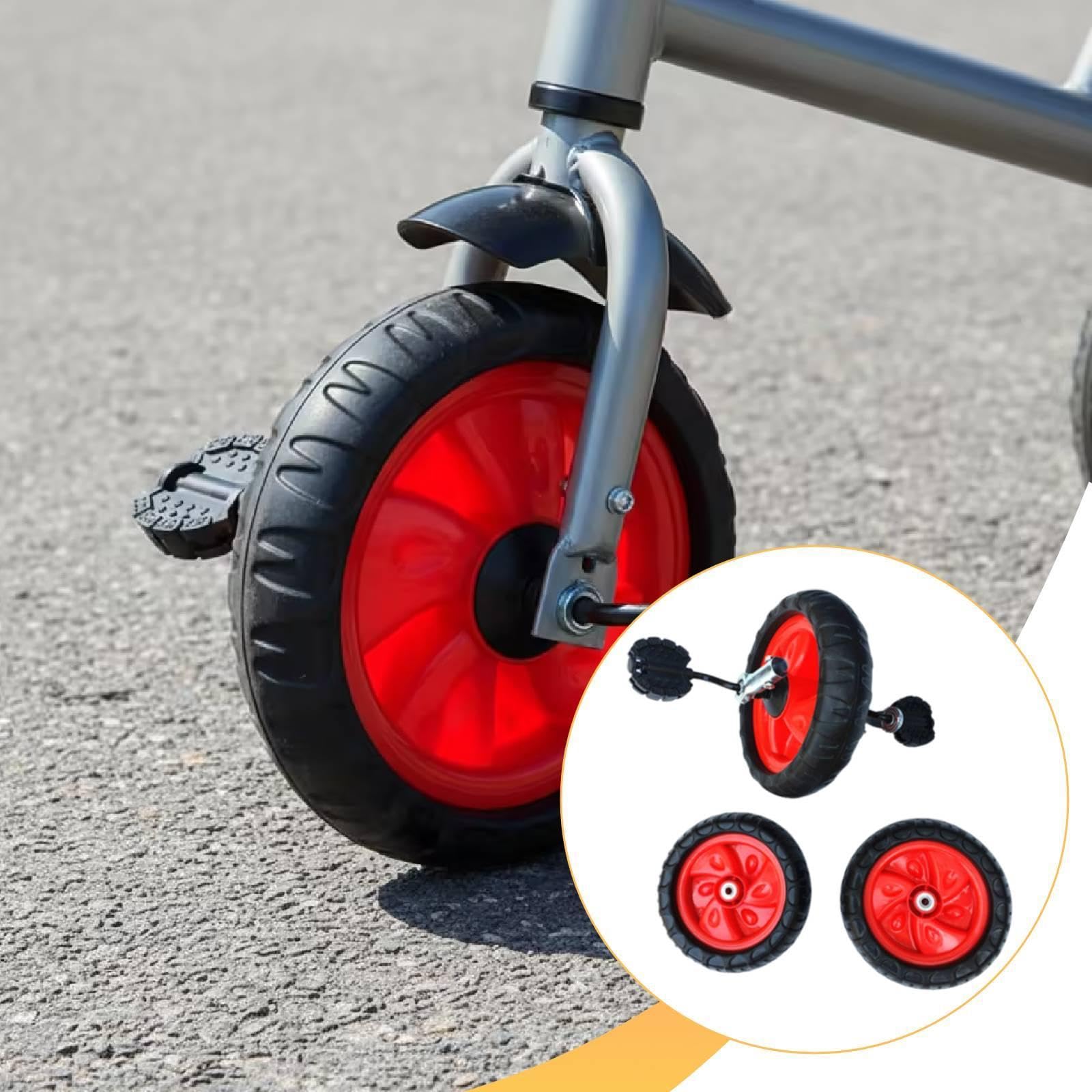 3 Stück Dreirad Räder Ersatzräder Kinder Dreirad Räder Satz Vorderrad Hinterrad Ersatzteil mit Pedal Schaumbereifung Metall PP Leiser Lauf Einfache Mo