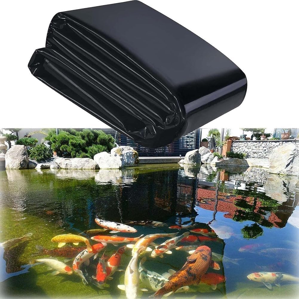 HDPE Waterproof Membrane Pond Liner 6 X 3M 5 X 6M Black Fish Pool Liner for Garden Ponds Waterfall Streams Fountains Pond Underlayment Garden Pool Cover Streams Water,8 * 10m