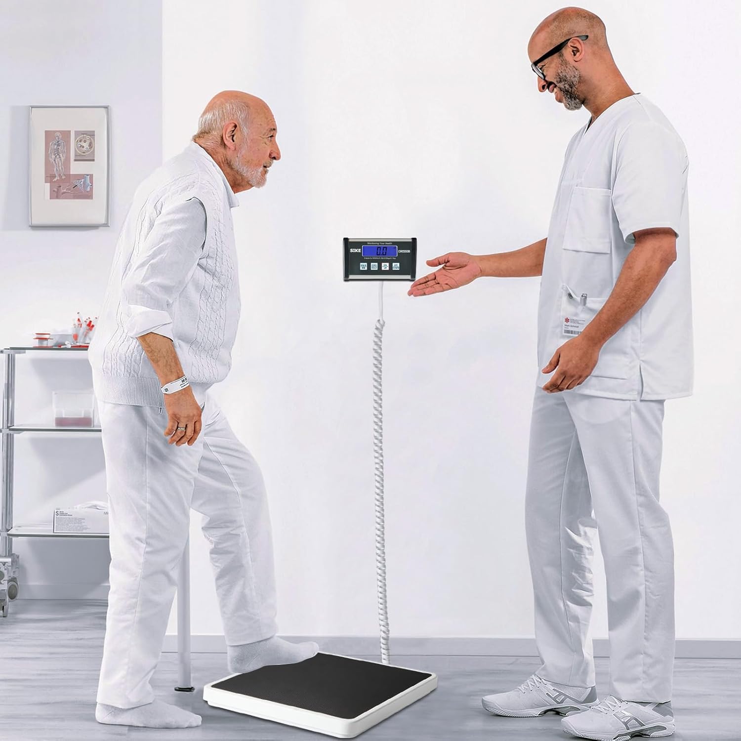 SIKE Digital Physician BMI Scale, Medical Floor Scale for Body Weight, 550 lb Limit Professional Weight Scale, Portable Easy to Read Digital Display, Heavy Duty, 12.5" x 12" Platform