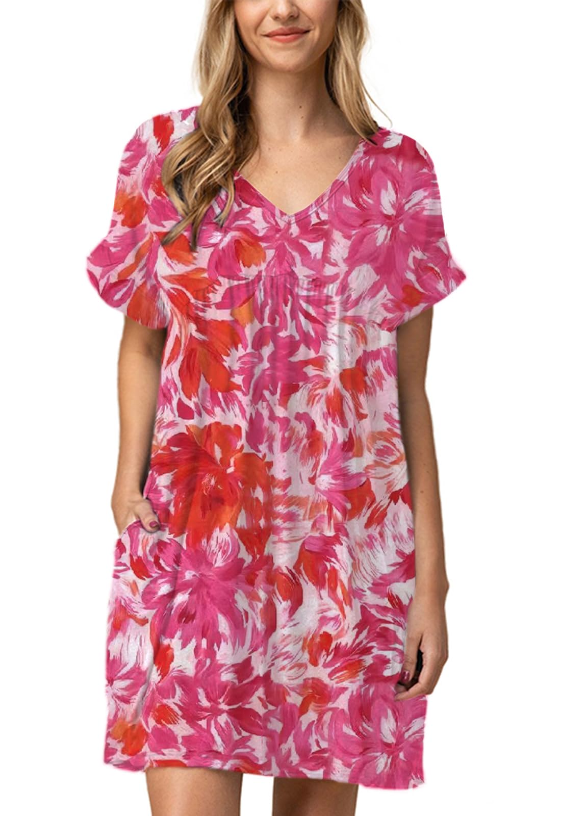 Jayscreate Women's Baby Doll Summer Casual T Shirt Flowy Short Sleeve Dress