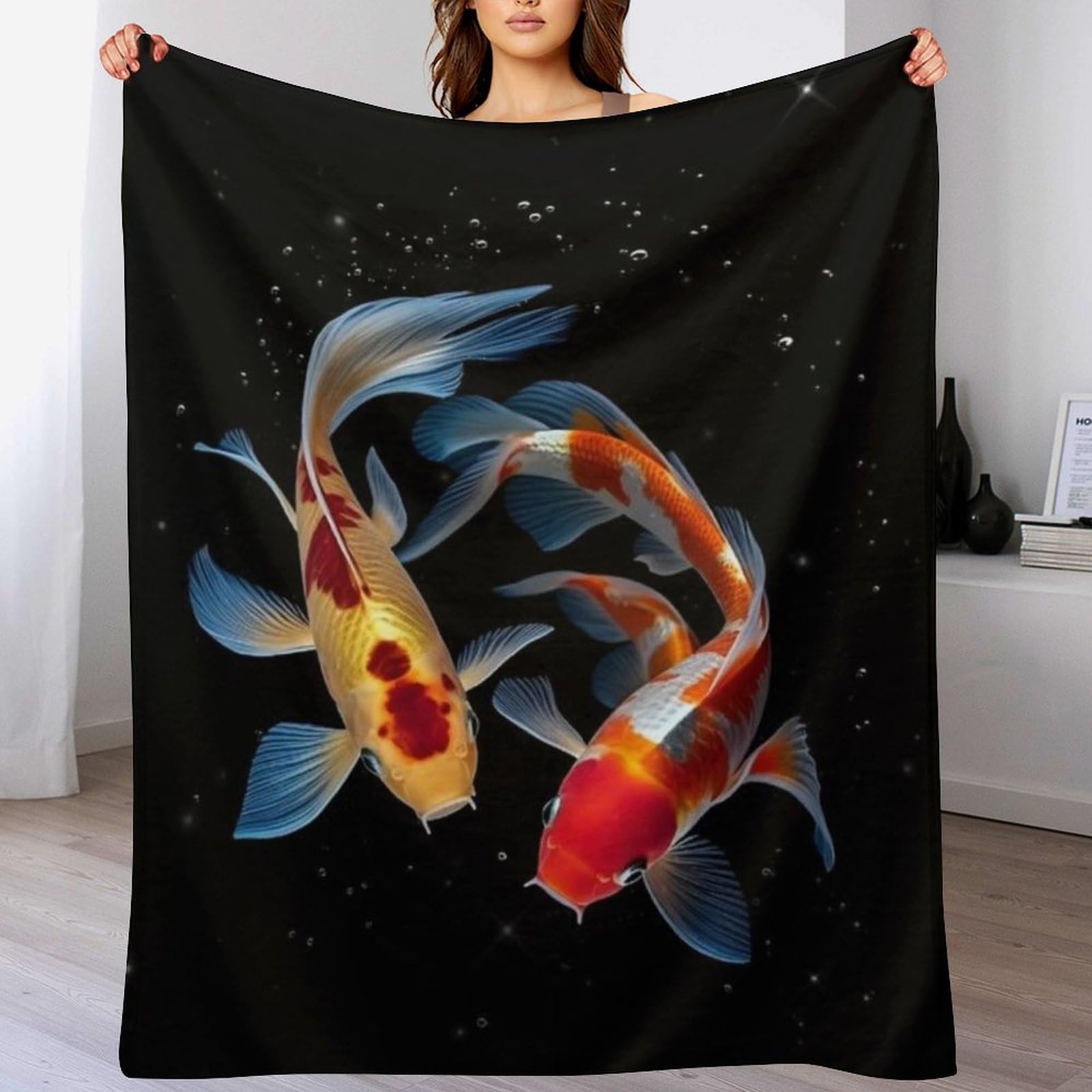 Couverture jeté flannel poisson extra doux et chaud durable 100x130cm