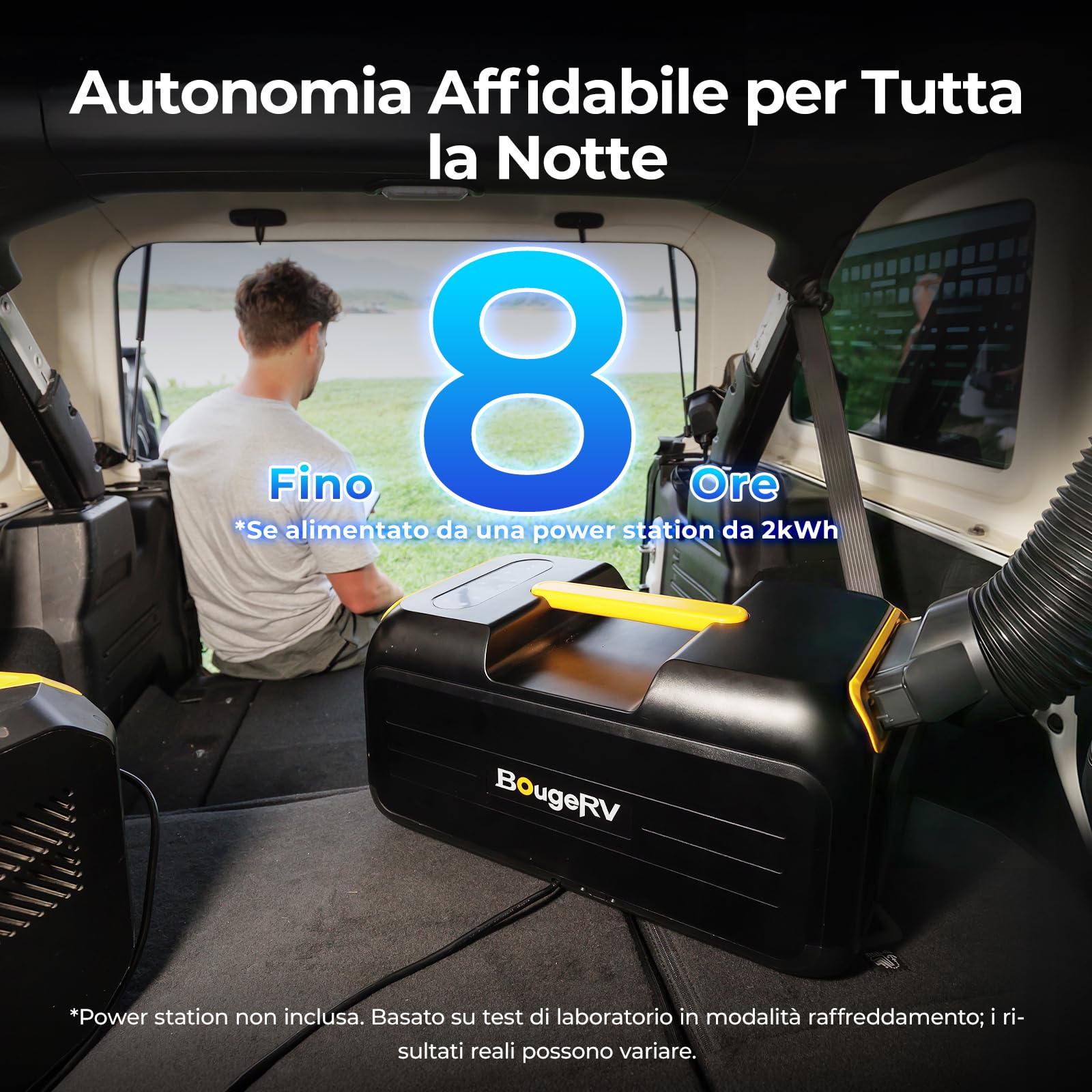BougeRV PC35 Condizionatore Portatile, 3500 BTU Climatizzatore, 5 in 1 con App, Compatto, AC 100V-240V, Condizionatore da Campeggio per Camper, Tenda, Camion, Van