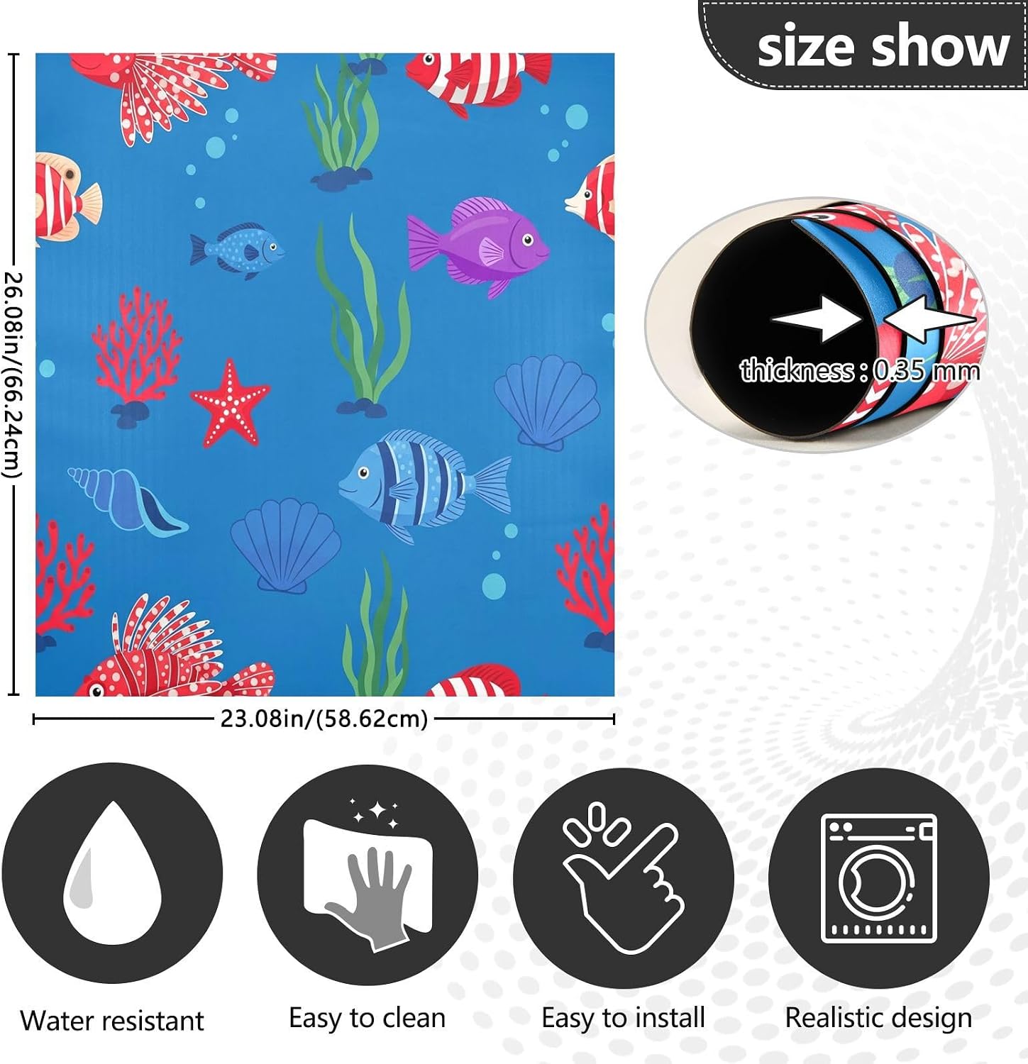 QUGRL Colorful Fish Coral Starfish Dishwasher Magnet Cover Front DoorUnderwater Shells Decorative Refrigerator Covers Magnetic Sheet Sticker Wash Machine Fridge Panel Decal for Kitchen Appliance 23x26