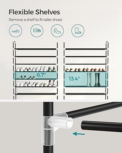 Miniatura 9 de Estante para zapatos Songmics 10 estantes para 50 pares torre organizador gabinete de almacenamiento de zapatillas