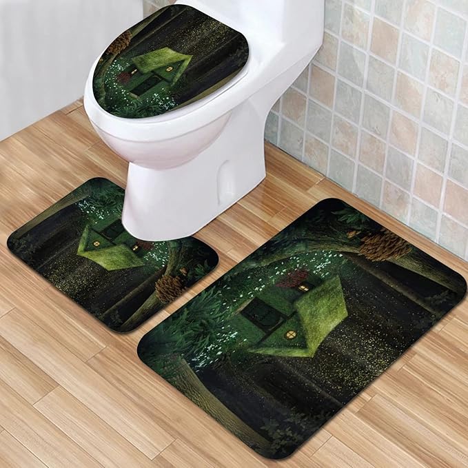 IUBBKI Bath Mat Bathroom NonSlip Mat Surrealistic Small Forest House
