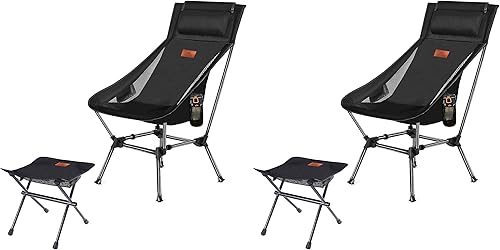 AnYoker Silla de camping, gran tamaño, silla compacta de 2 vías de gran tamaño, silla plegable portátil, silla de playa con bolsillo lateral y