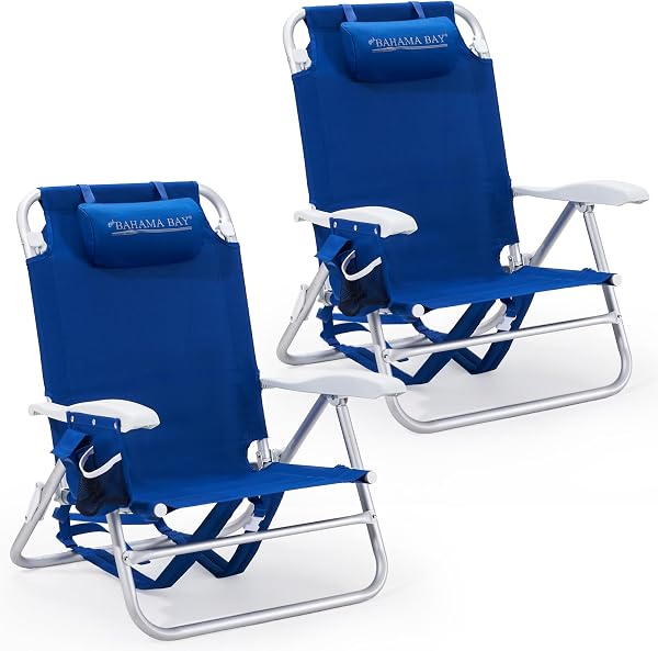 Old Bahama Bay 2 Pack 7-Position Lay-Flat Beach Chair, Lightweight Aluminum…