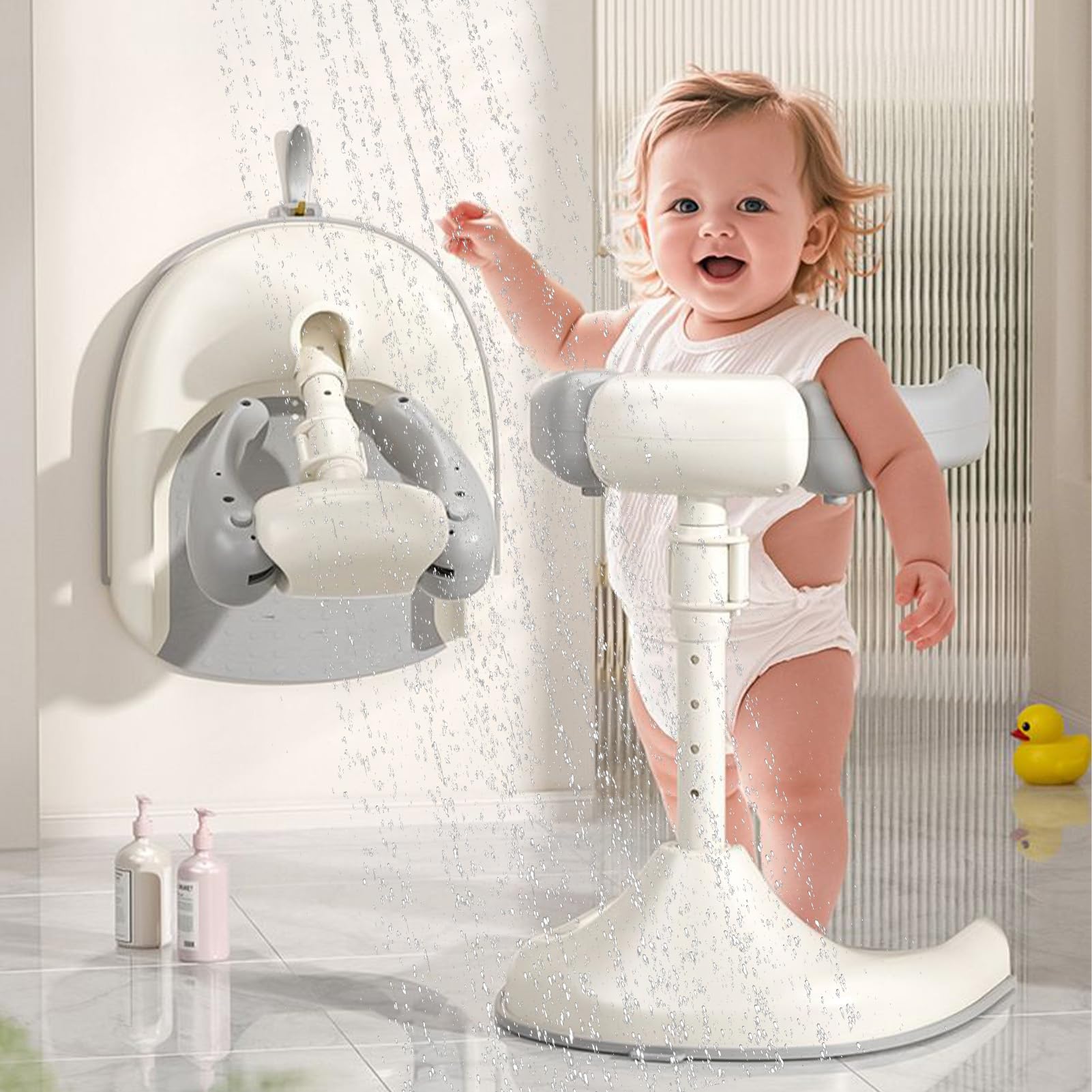 Baby da bagno in piedi-tavolo da bagno per bambini pieghevole con supporto non slip, stazione doccia per regolabile | Raccoppiamento da bagno per bambini per bambini, aiuti per bambini che ris