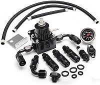 YESHMA EFI Fuel Pressure Regulator Kit 0-100 PSI Adjustable w/ Gauge, 6AN Fittings, Universal Aluminum Black