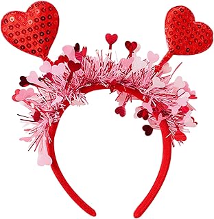 [Nankoyal] ハートヘッドピース、キスヘッドバンド | スパンコールレッドヘッドバンドハートヘアアクセサリー,ハートアクセサリー、ヘアフープ写真小道具、恋人、妻、ガールフレンド、母親に最適。