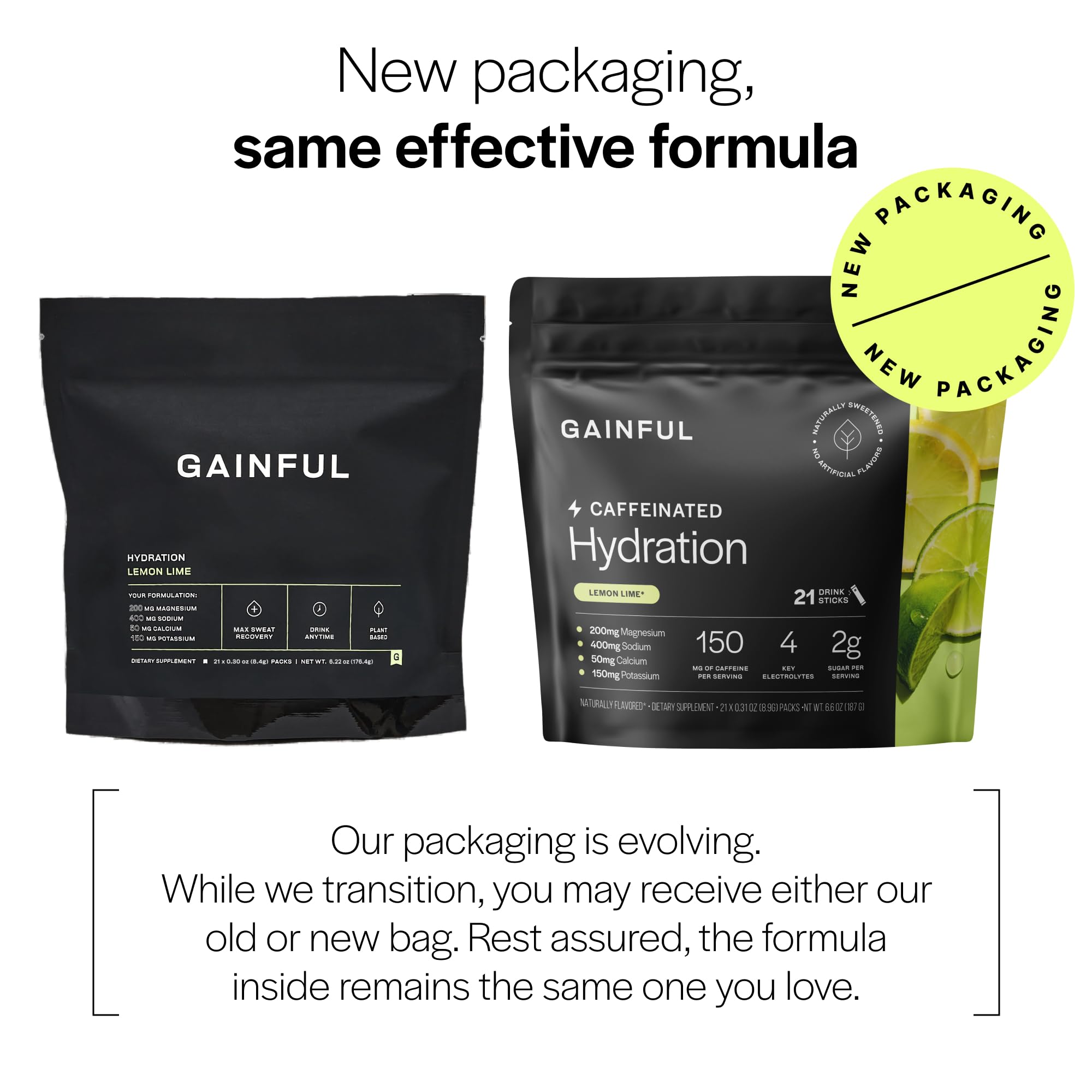 Gainful Hydration + Caffeine, Electrolytes Powder Packets, Lemon Lime, 21pk — Amazon image 8