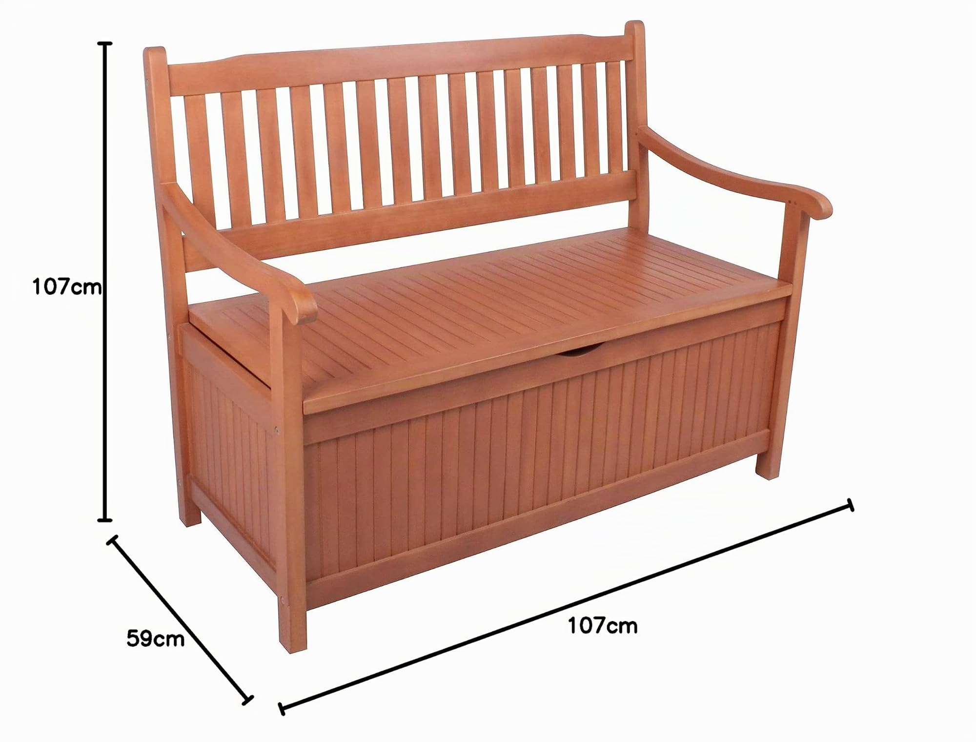 Panchina da giardino in legno 2 posti con contenitore 107x59x90 cm per esterni