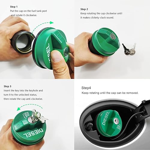 Miniatura 5 de Pack-1 Tapa de combustible para automóvil con llaves, repuesto de tapa de gas duradera compatible con Silverado Express C3500 K3500 Dodge Ram 3500