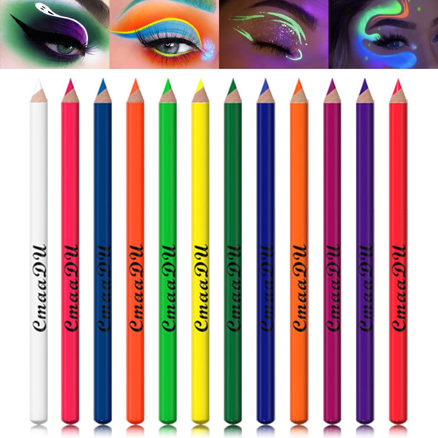 LemonSac 12 Colorful UV Eyeliner Pen Set, Eye Shadow Pencil, Pearl Eyeliner Kit Metallic Eyeliner Pencil Glitter Eyeliner for Women Eye&Lip Liner Professional Colorful Eyeliner (12PCS UV)