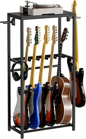 Guitar Stand, Guitar Rack for Acoustic Holder, Electric Guitar, Bass, Multiple Guitar Rack Holder for Guitars, Guitar Amp Accessories, for Home Music Studio, Black GSHB6501
