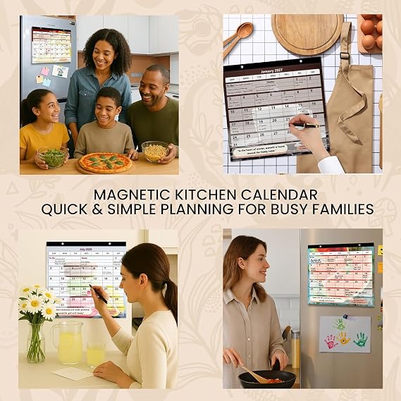 Fridge Calendar 2027 2028 by StriveZen, Magnetic, Monthly 10x10 Inch, Academic, Refrigerator, Desktop, Gift, Teacher Family Busy Mom Office, January 2027- December 2028