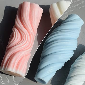 Pillar Candle Mold, Silicone Candle Molds for Candle Making, Reusable Irregular Geometric Candle Molds Silicone, DIY Resin Art Crafts Aromatherapy Candle Making Molds, Abstract Art Home Decor Tool,2pc [Energy Class A]
