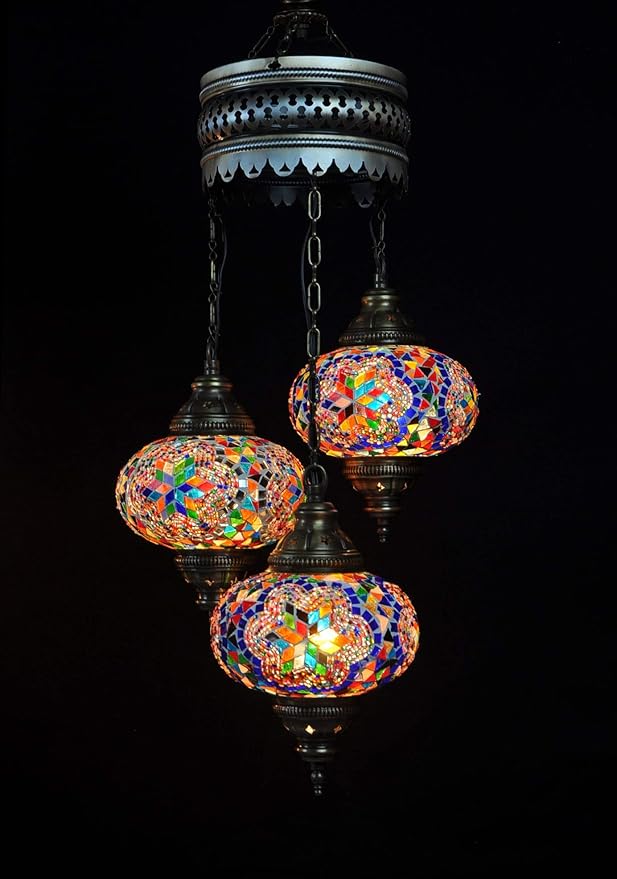 Zenique Hanglamp-multicolour-meerkleurig-glas-mozaïek-Turkse lamp-oosterse lamp-kroonluchter-Marokkaanse lamp