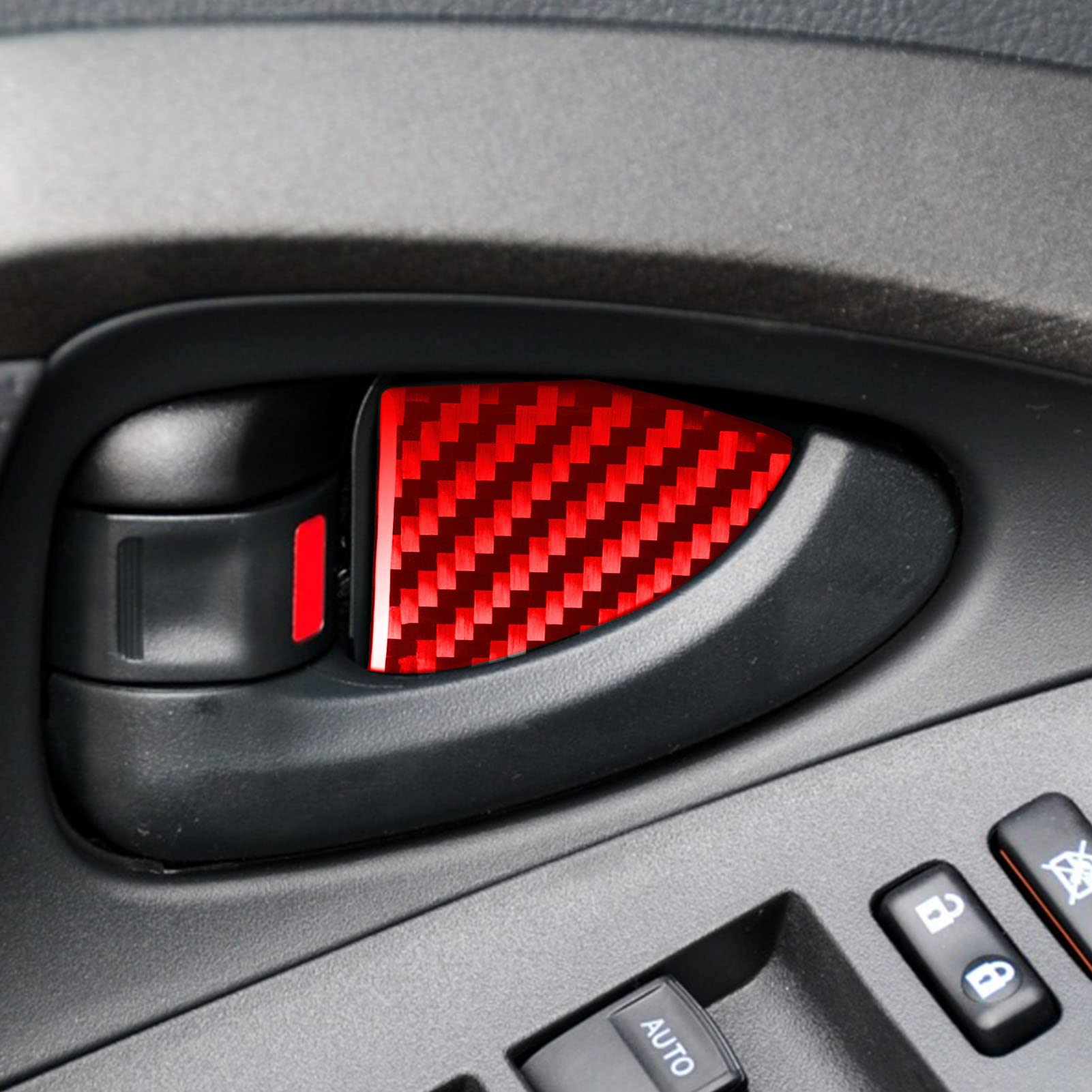 PJFUS Real 3K Soft Carbon Fiber Car Inner Door Bowl Collision Protector Decor Trim Compatible with Toyota RAV4 XA30 2006 2007 2008 2009 2010 2011 2012 Auto Interior Accessories Red