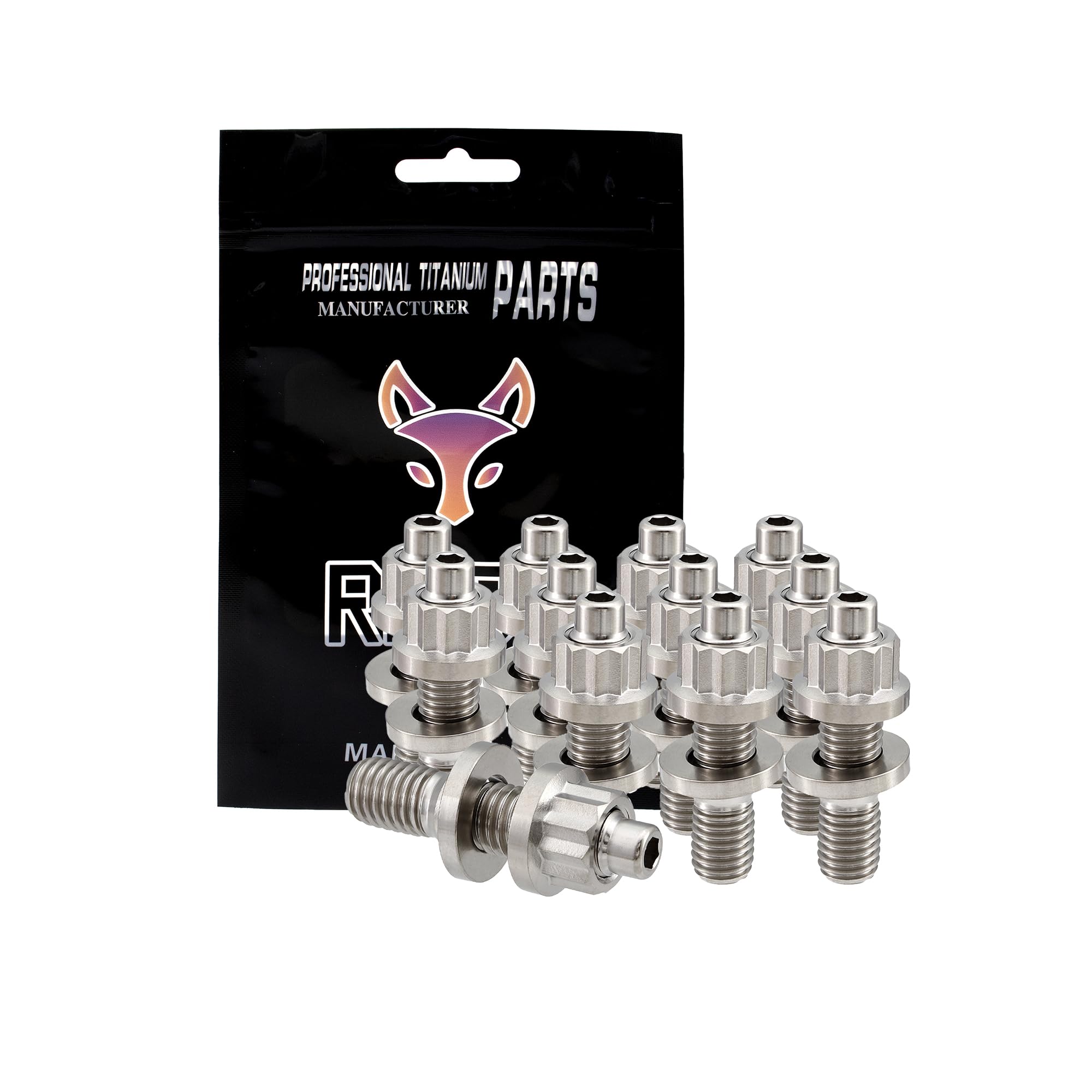 RISON-Titanium 12 Set Titan Stehbolzen für Auspuffkrümmer M8 M10, Auspuffkrümmerbolzen Mutter Kit, Auspuffkrümmer-Flanschmuttern Stiftschrauben Abgaskrümmer für Auspuffanlagen PKW Motoren Geeignet